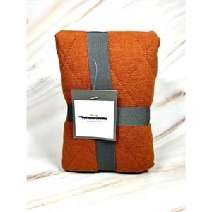 Threshold Flannel Quilt Euro Sized Cotton Pillow Sham Copper Orange 26" x 26"